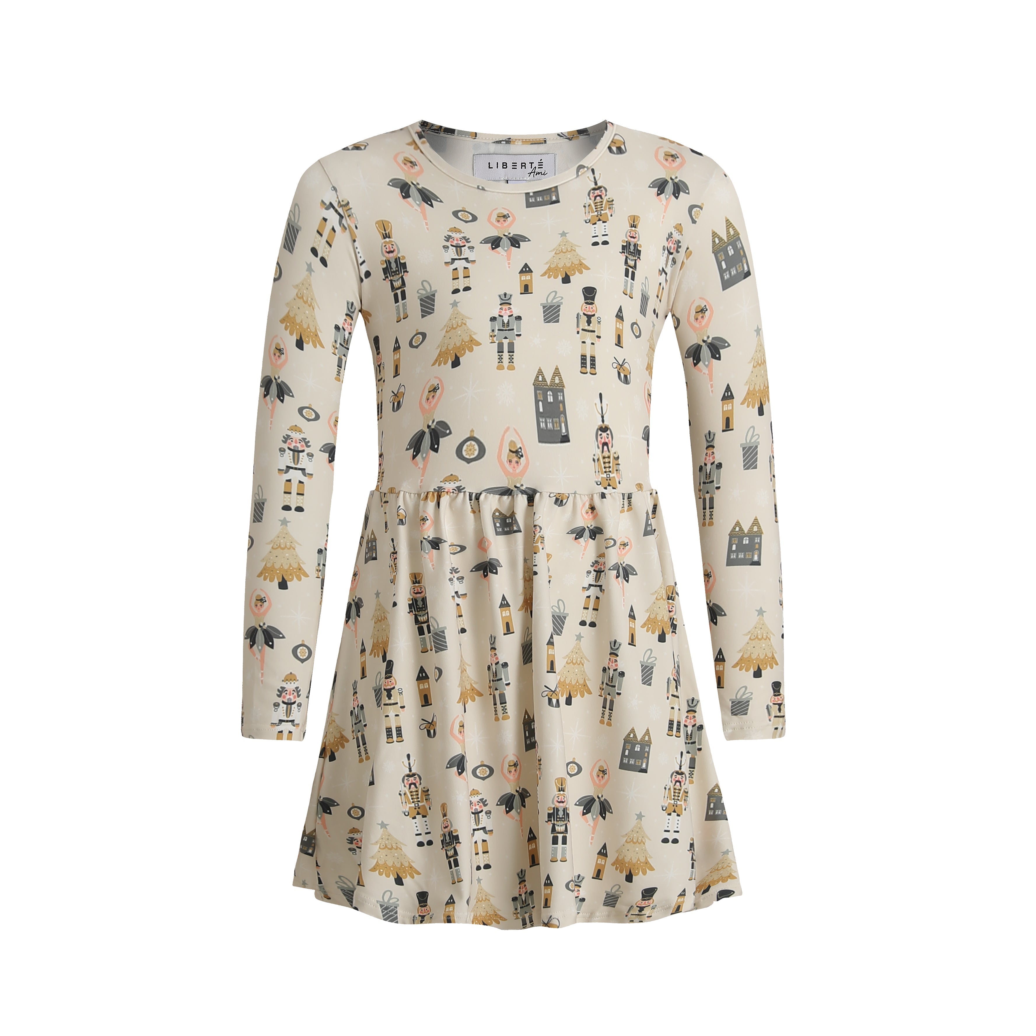 Liberté Ami, Alma Ls Babydoll Dress (Kids) - Nutcracker Creme
