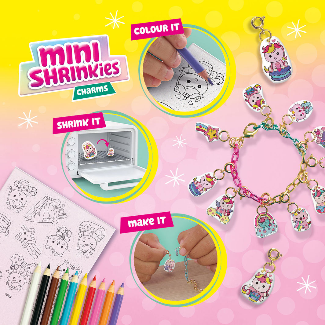 SES Creative Krympeplast, Mini Shrinkies - Søte enhjørninger