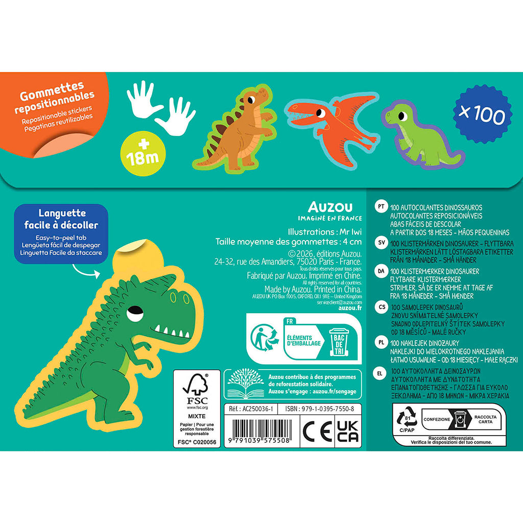 Auzou Mine første klistremerker, 100 dinosaurer