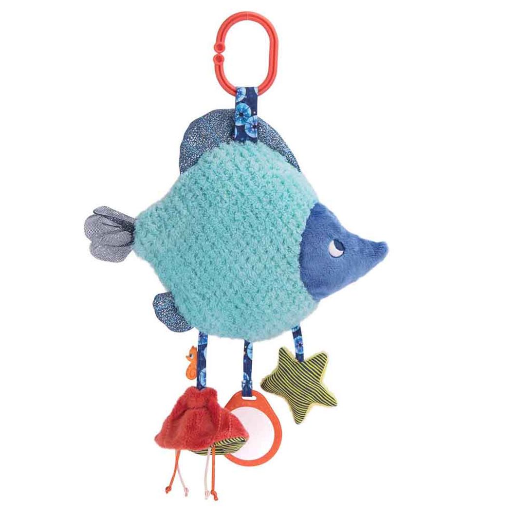 Moulin Roty aktivitetstøydyr, blå fisk - 40 cm