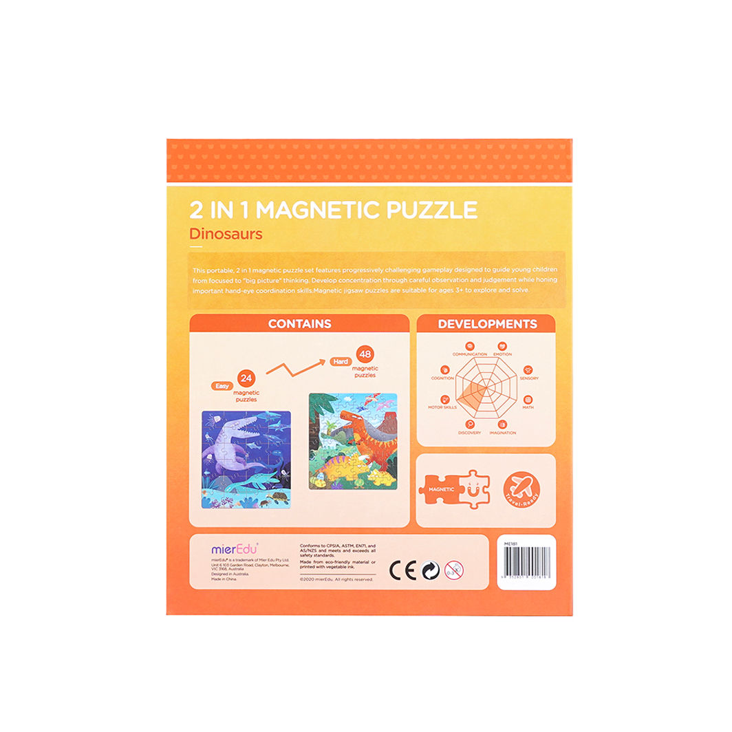 mierEdu, Magnetisk puslespill 24+48 brk - Dinosaurer