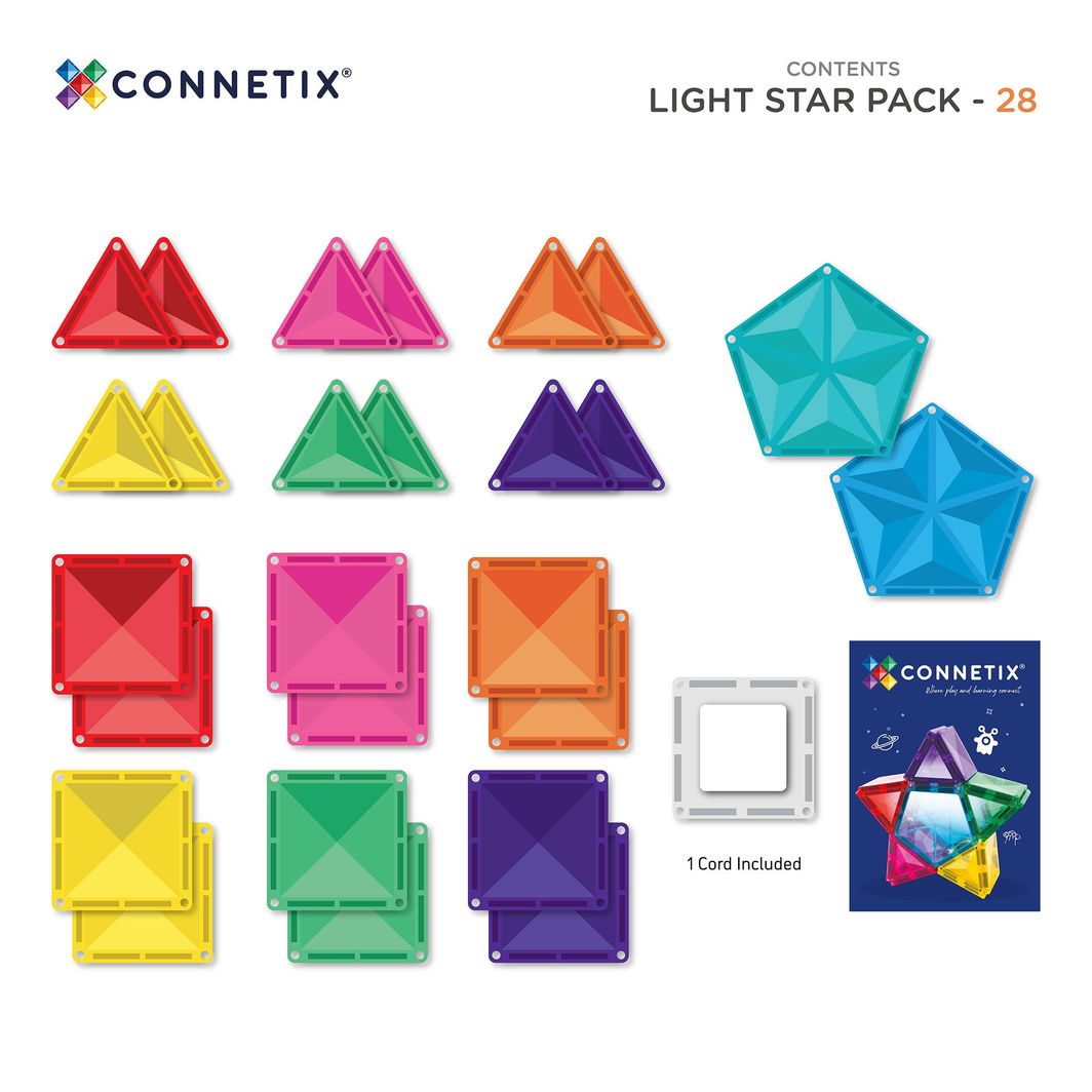 Connetix Light Star Pack, Magnetisk byggesett med 28 deler