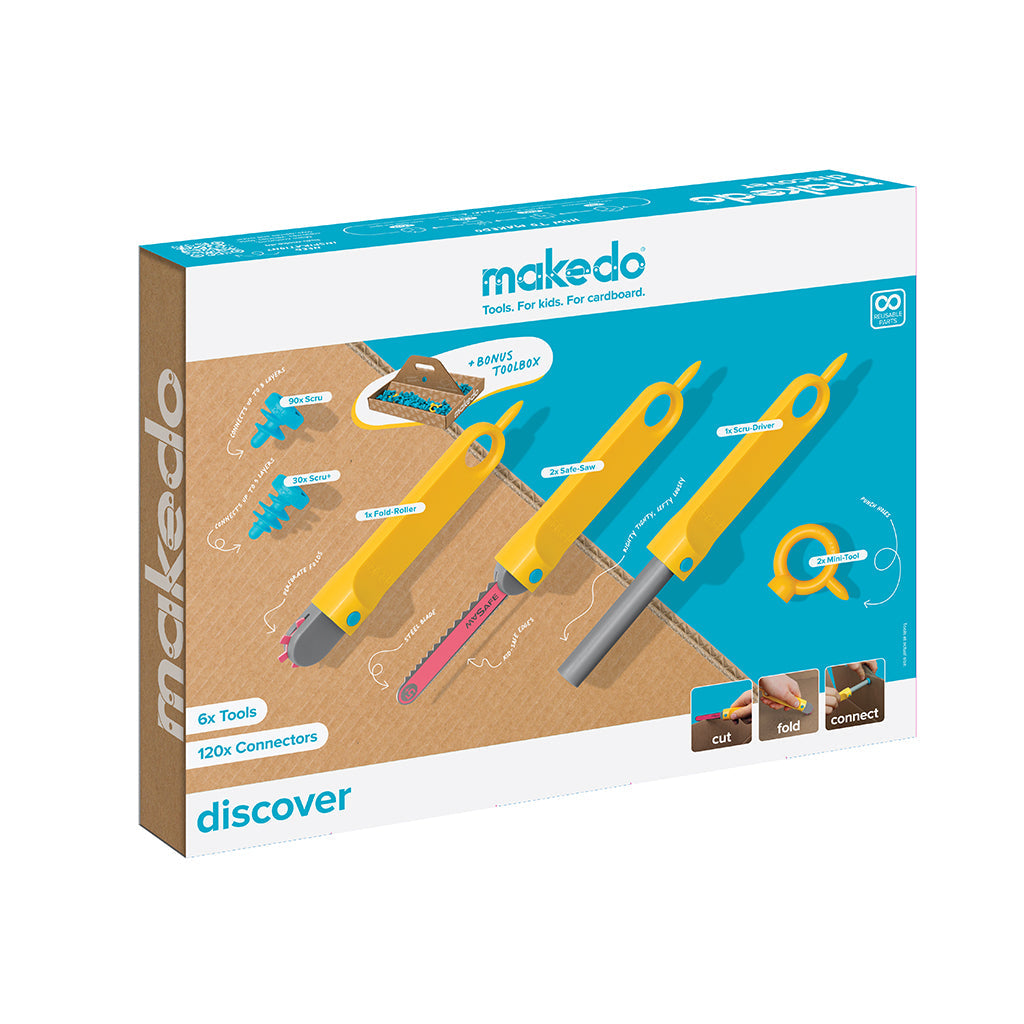 Makedo, Discover, Kreativt verktøy og tilbehør til bygg-selv i papp
