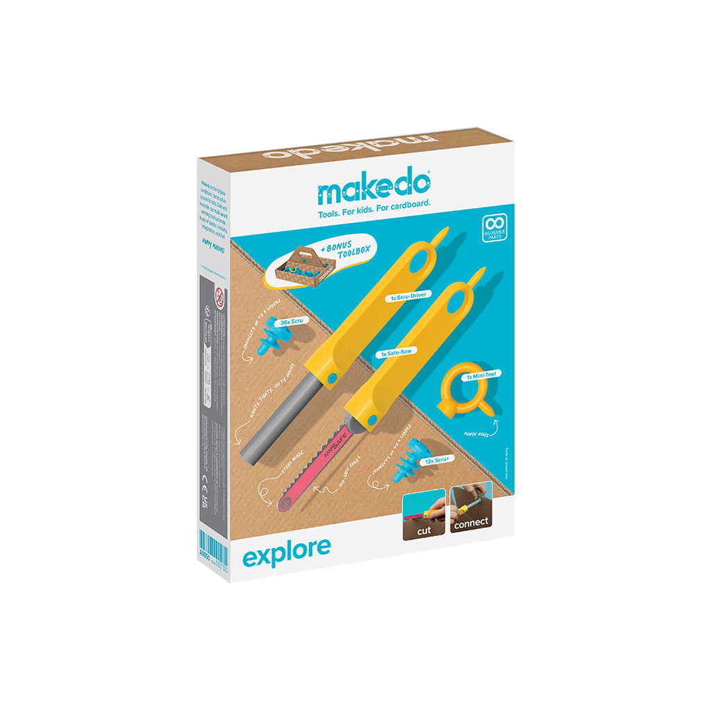 Makedo Explore, Kreativt verktøy og tilbehør for bygg-selv i papp