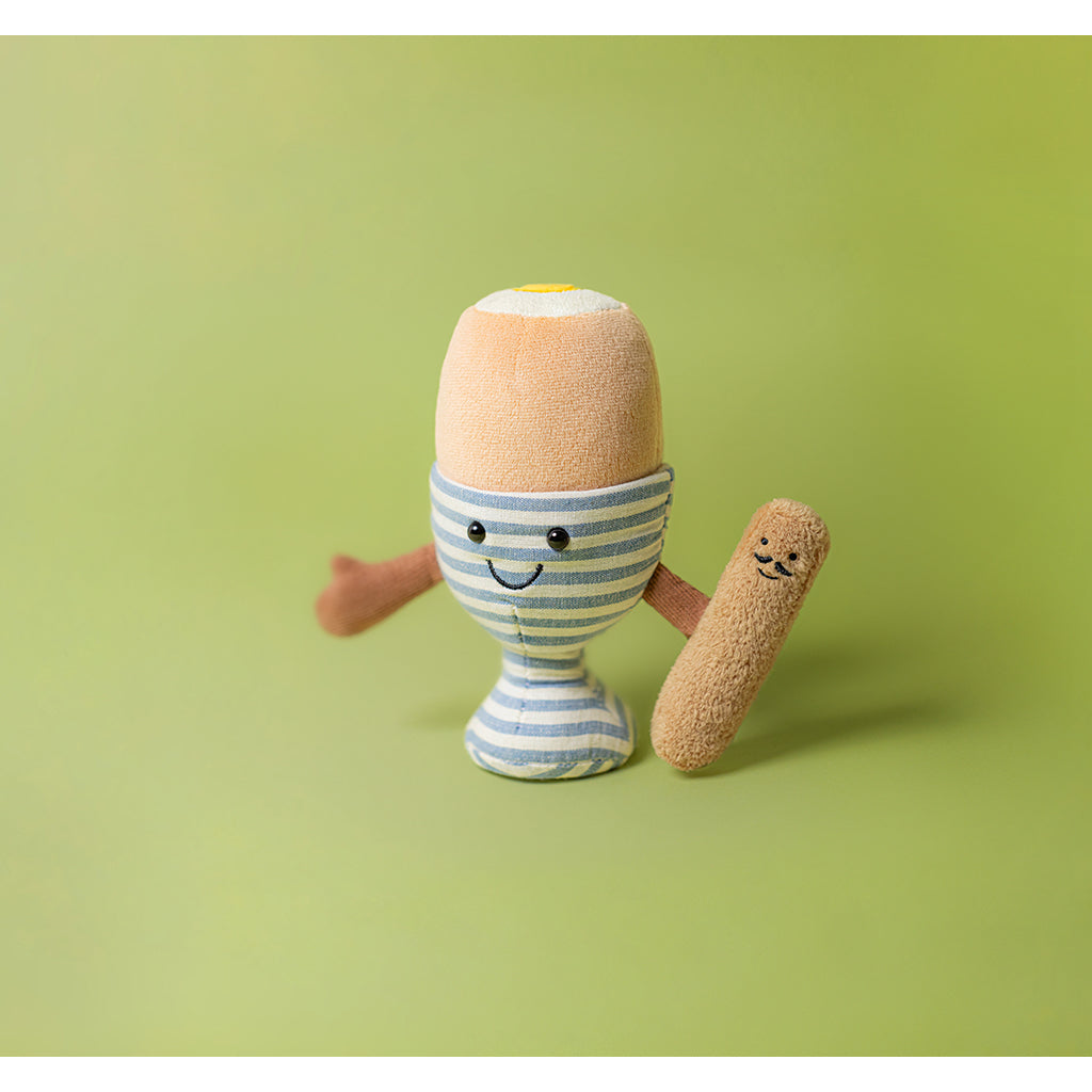Jellycat bamse, Amuseable egg, Bløtkokt egg med brød - 16 cm