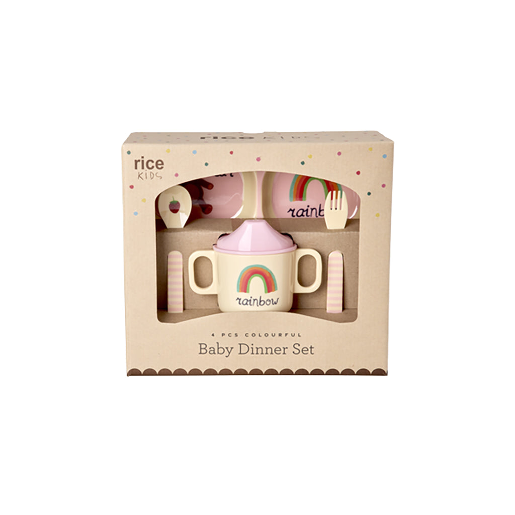 Rice Baby spisesæt i gaveæske, Pink ABC