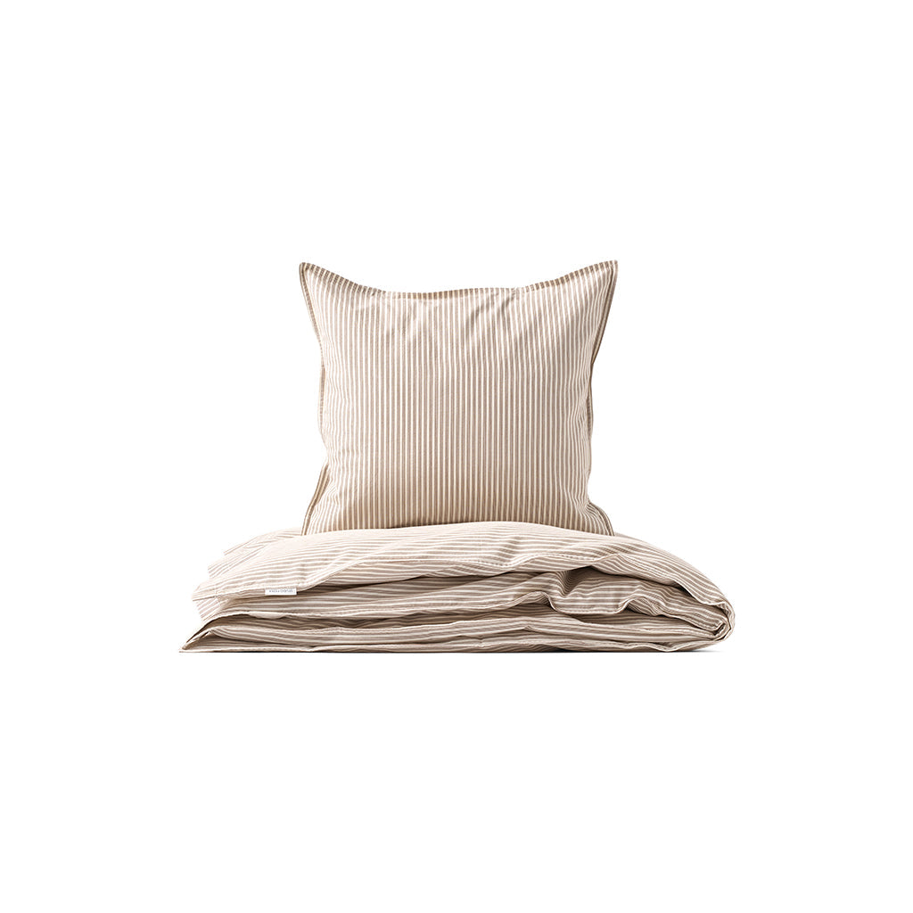 Studio Feder babysengetøj, økologisk percale - Brown beach stripe