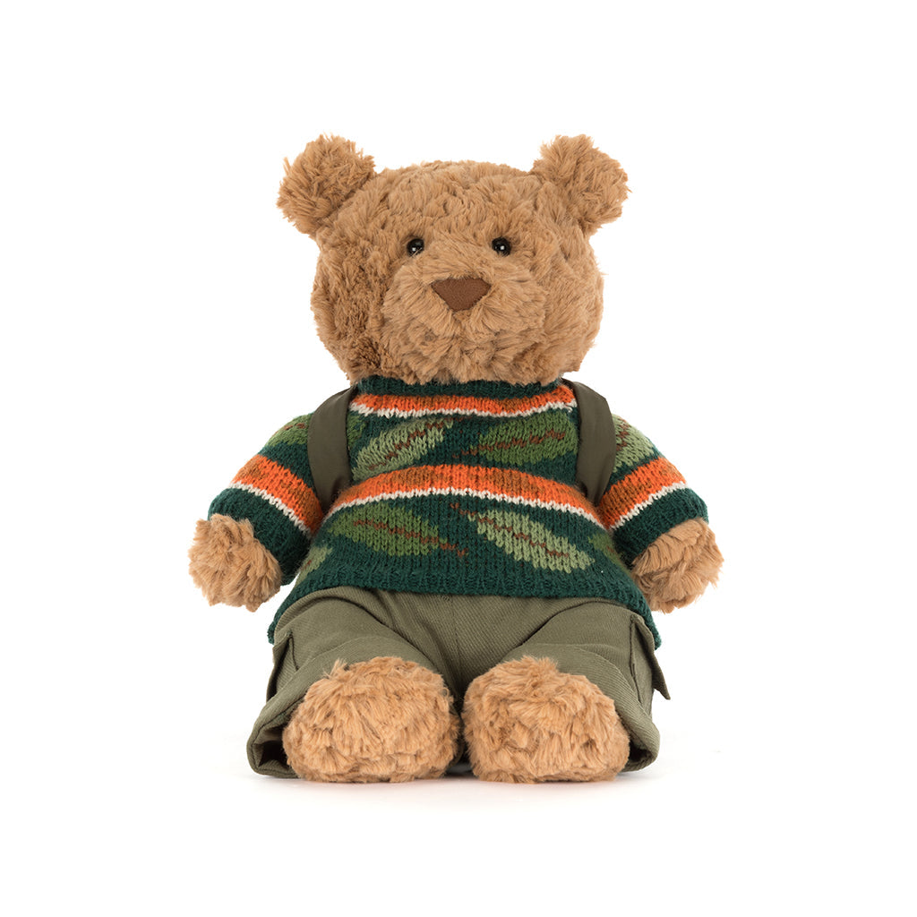 Jellycat bamse, Bartholomew bjørn, Hiking outfit - 26 cm