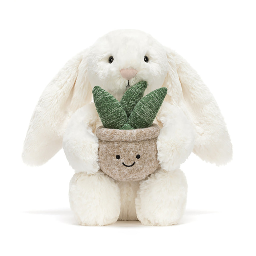 Jellycat bamse, kanin med plante, Cream Bunny - 31 cm
