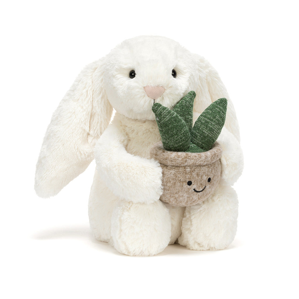 Jellycat bamse, kanin m plante, Cream Bunny - 31 cm