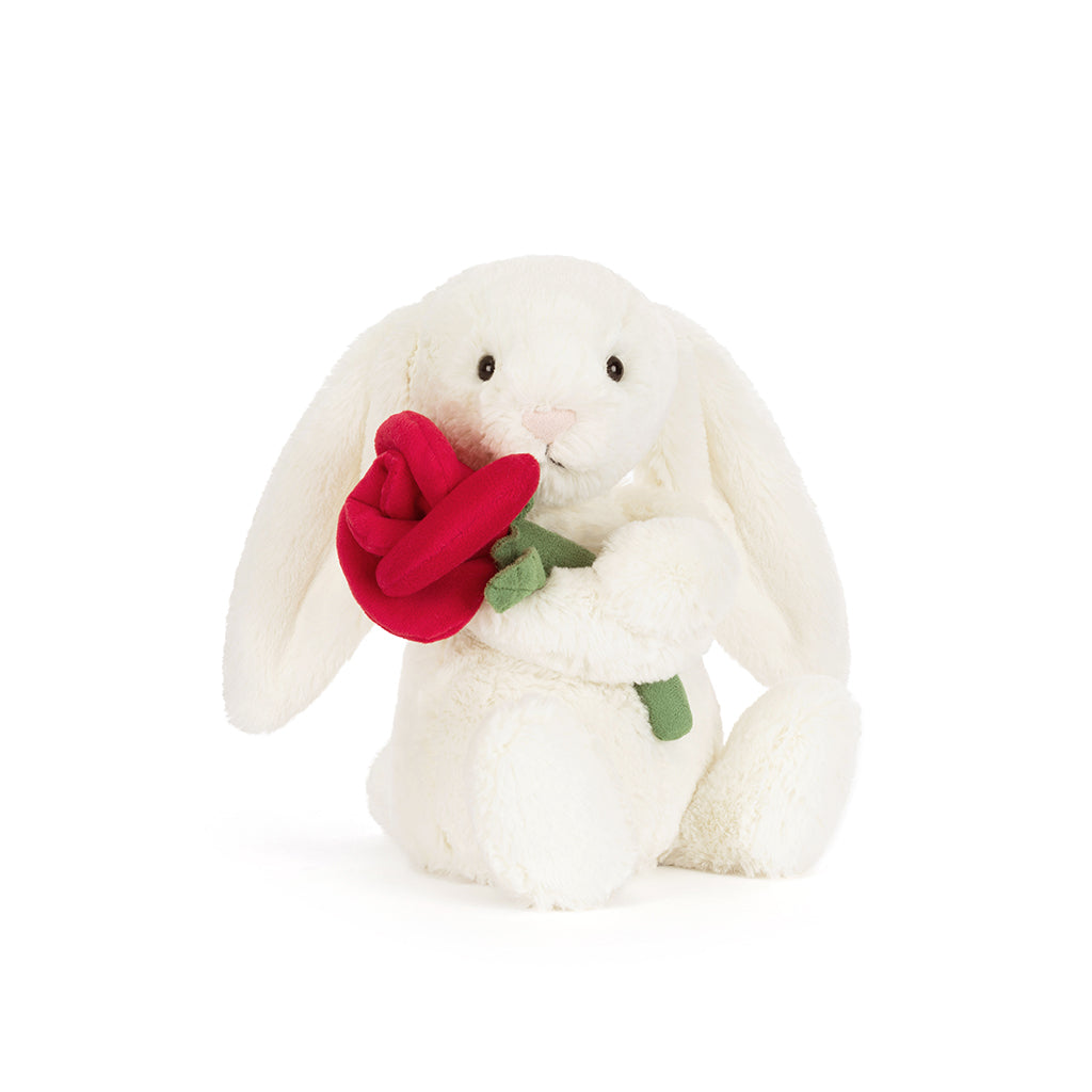 Jellycat bamse, Kanin med rose, Cream bunny – 31 cm