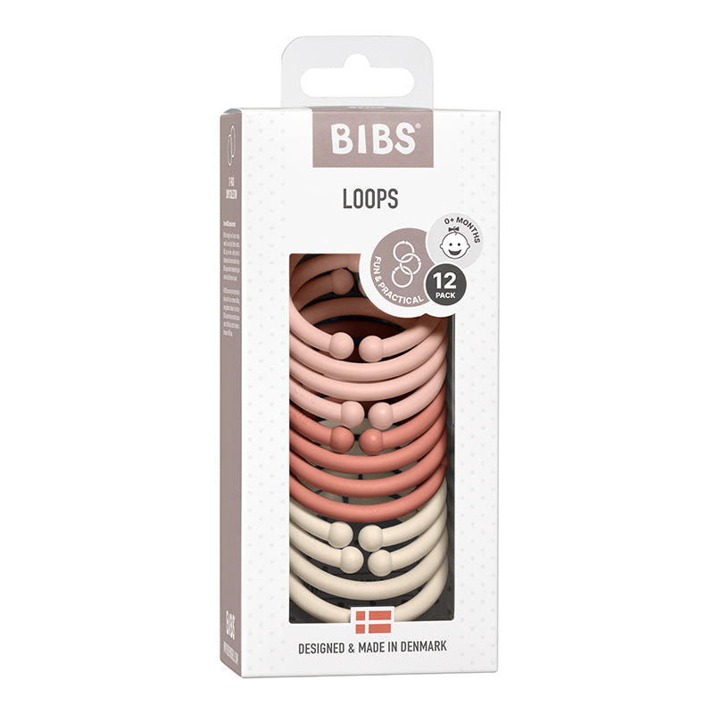Bibs Loops, 12 stk. multi-ringer - Blush/Woodchuck/Ivory