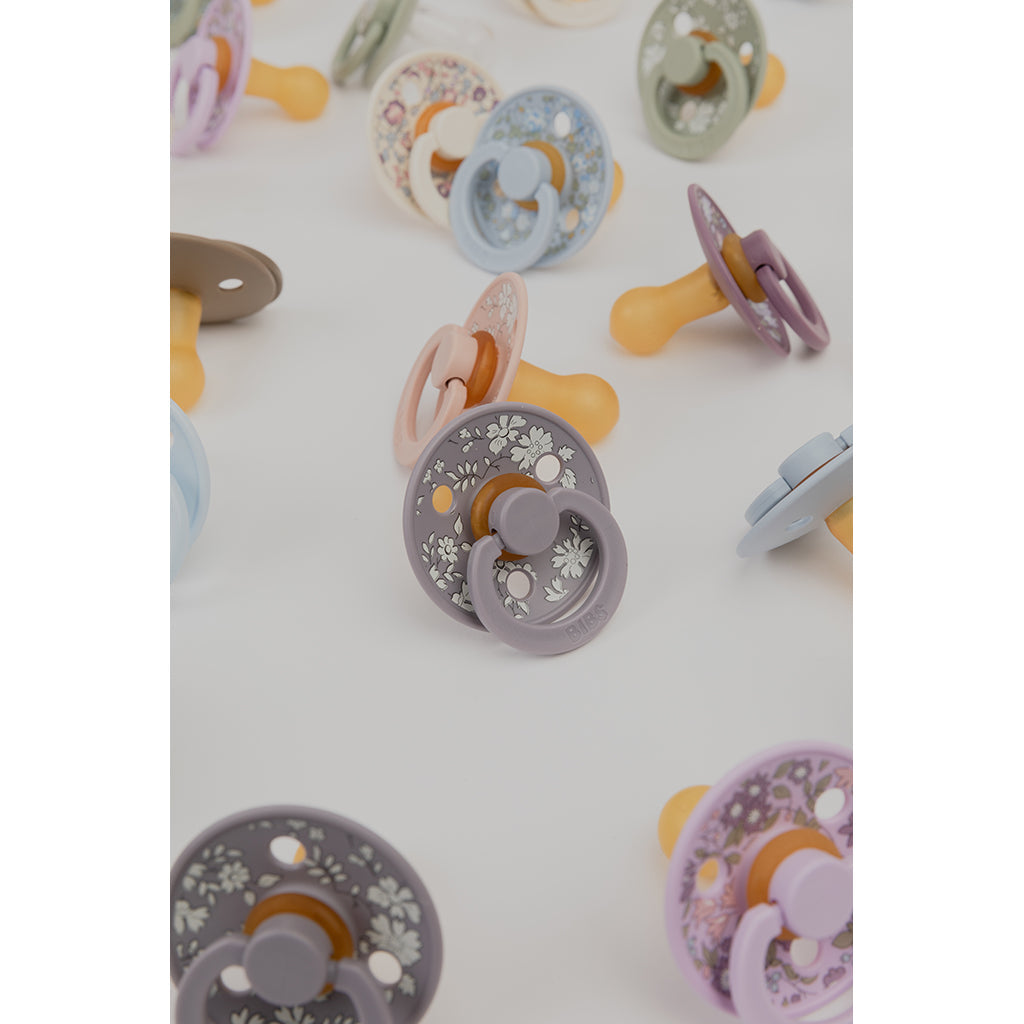 Bibs Liberty, 2-ak Colour, smokker i naturgummi, str. 2 - Eloise - Dusty Blue Mix