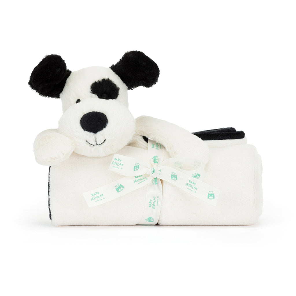 Baby Jellycat pledd, Bashful hund, sort/krem – 56 cm