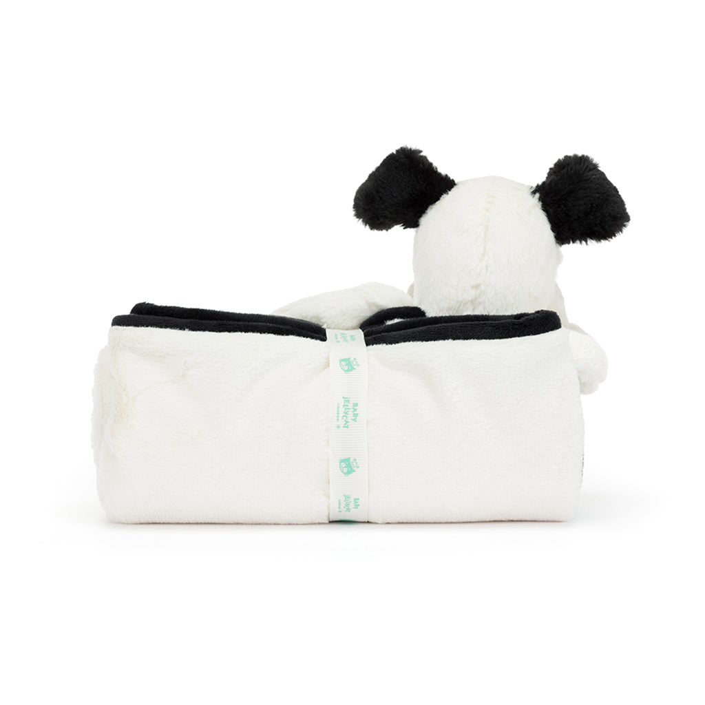 Baby Jellycat pledd, Bashful hund, sort/krem – 56 cm