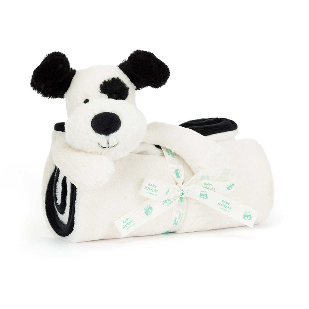 Baby Jellycat pledd, Bashful hund, sort/krem – 56 cm