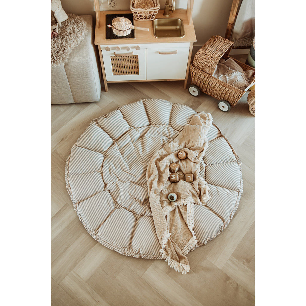 Play&Go Bloom, Tre-i-én babytæppe, økologisk - Stripes blue