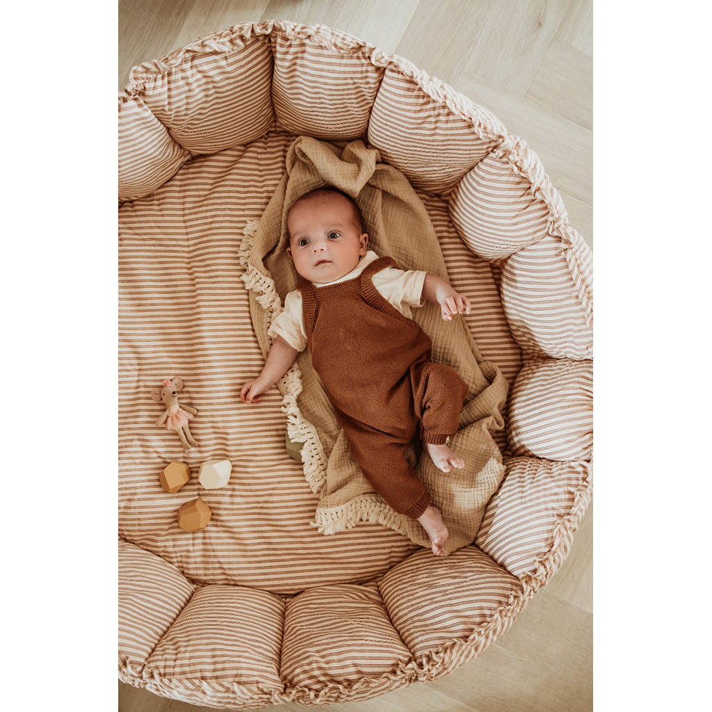 Play&Go Bloom, Tre-i-én babytæppe, økologisk – Stripes brown