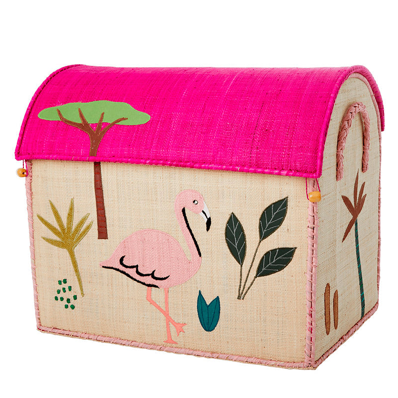 RICE Kurvehus til oppbevaring, Jungle tema - Pink