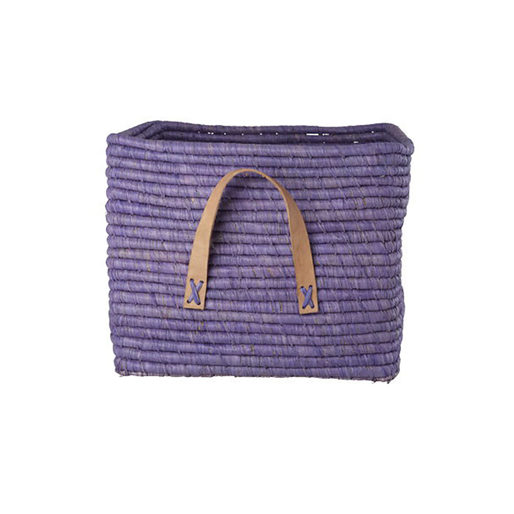 Rice kurv med lærhåndtak, Dark lavender