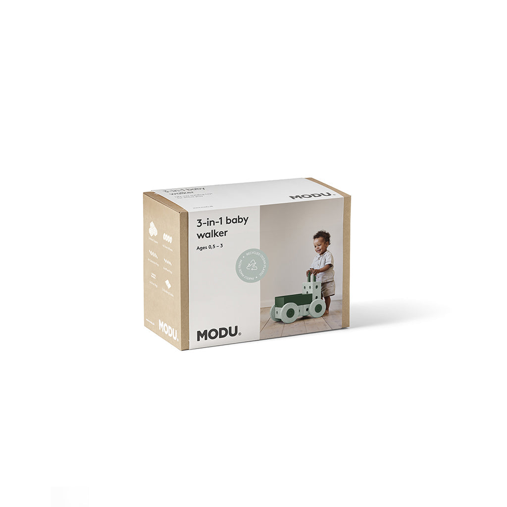 Modu 3-i-1 gåvogn, aktivitetsleketøy i skum - Ocean mint/ Forest green