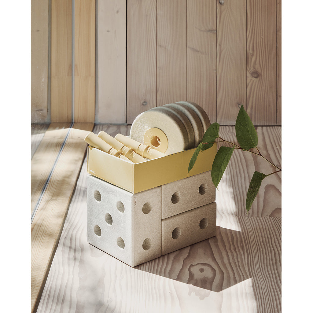Modu 3-i-1 gåvogn, aktivitetsleketøy i skum - Sand grey/ Honey yellow