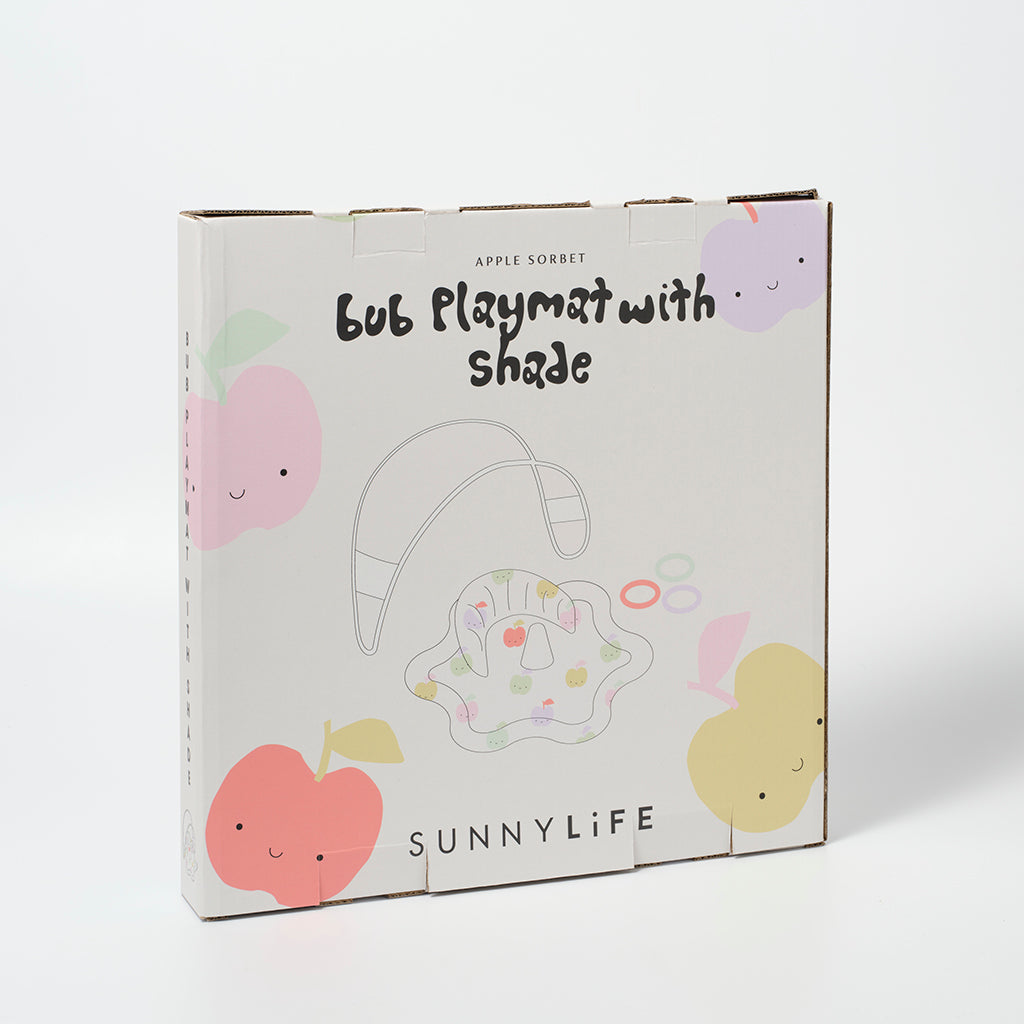 Sunnylife oppusteligt babyleketeppe med solskjerm, Apple sortbet multi