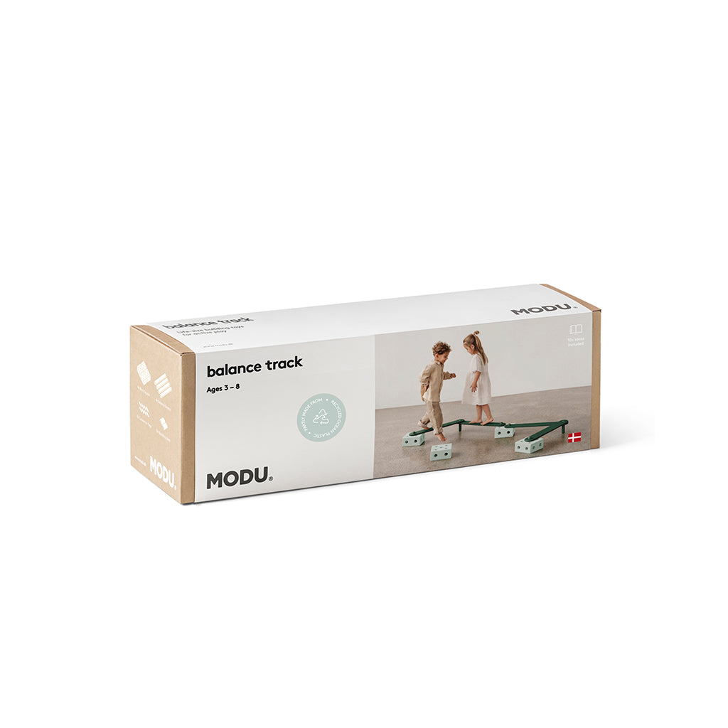 Modu Balancebane, balansebane i treverk med skumklosser, aktivitetsleketøy - Ocean Mint / Forest Green