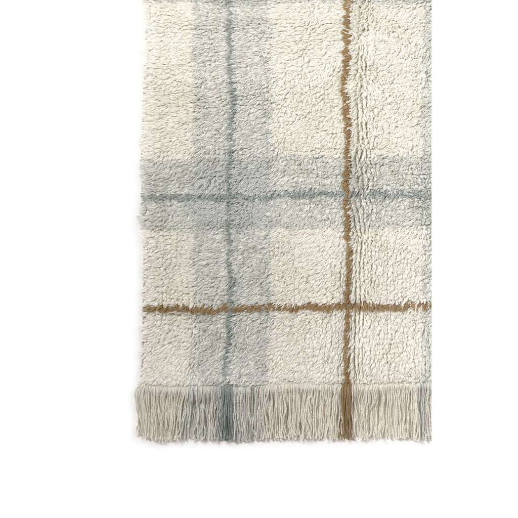 Lorena Canals vaskbart gulvteppe, Tartan Blue Sage – flere størrelser