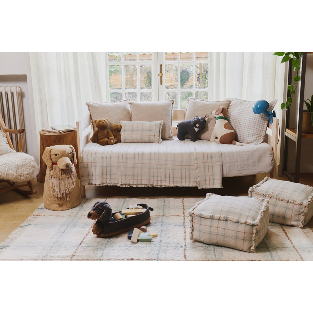 Lorena Canals vaskbart gulvteppe, Tartan Blue Sage – flere størrelser