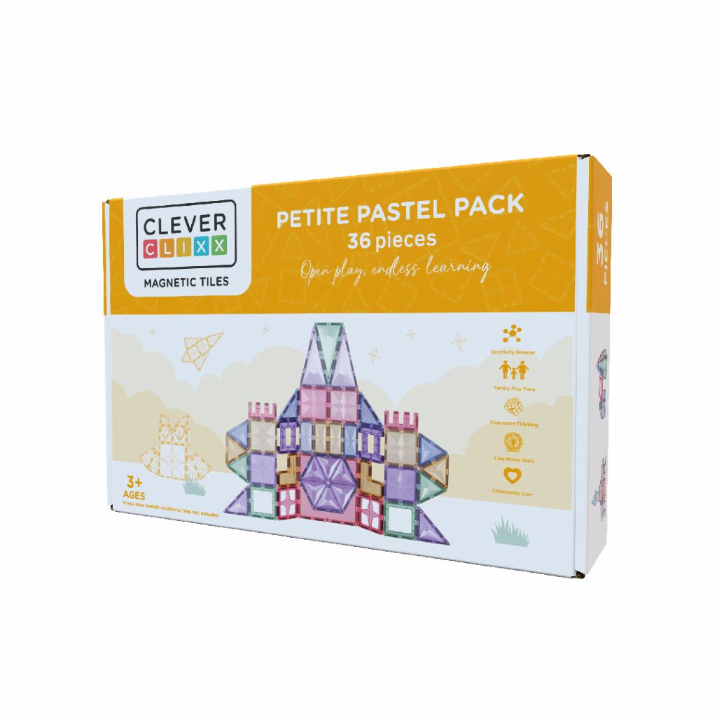 Cleverclixx Magnetisk byggelegesett, Petite Pastel Pack – 36 stk.