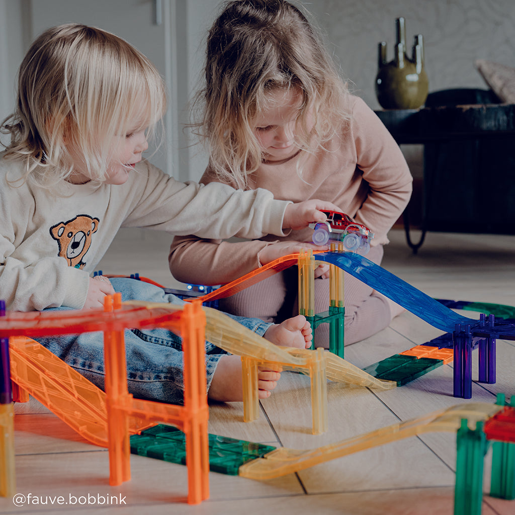 Cleverclixx Magnetisk byggeleke, Racerbane, Race rack Intense – 65 deler