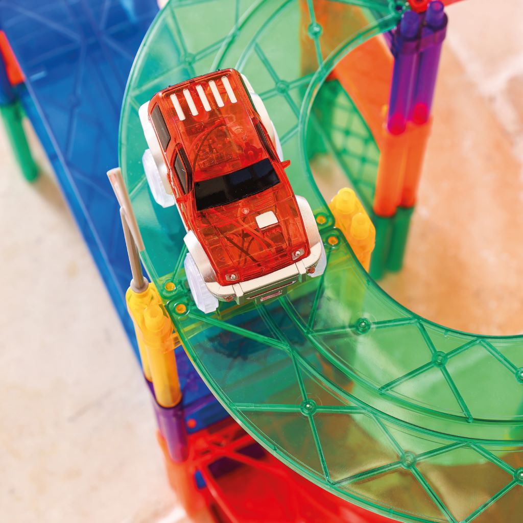 Cleverclixx Magnetisk byggeleke, Race track car - Rød