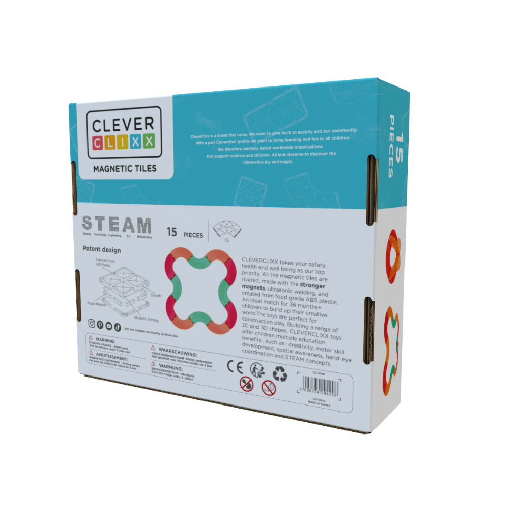 Cleverclixx Magnetisk byggesett, Race track add-on curves Intense - 15 stk