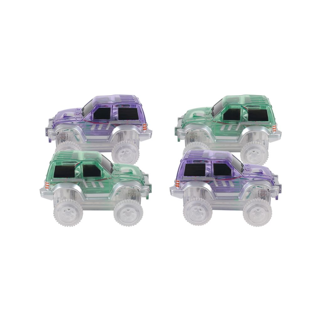 Cleverclixx Magnetisk Byggesett, Racerbilbane - Pastell Lilla