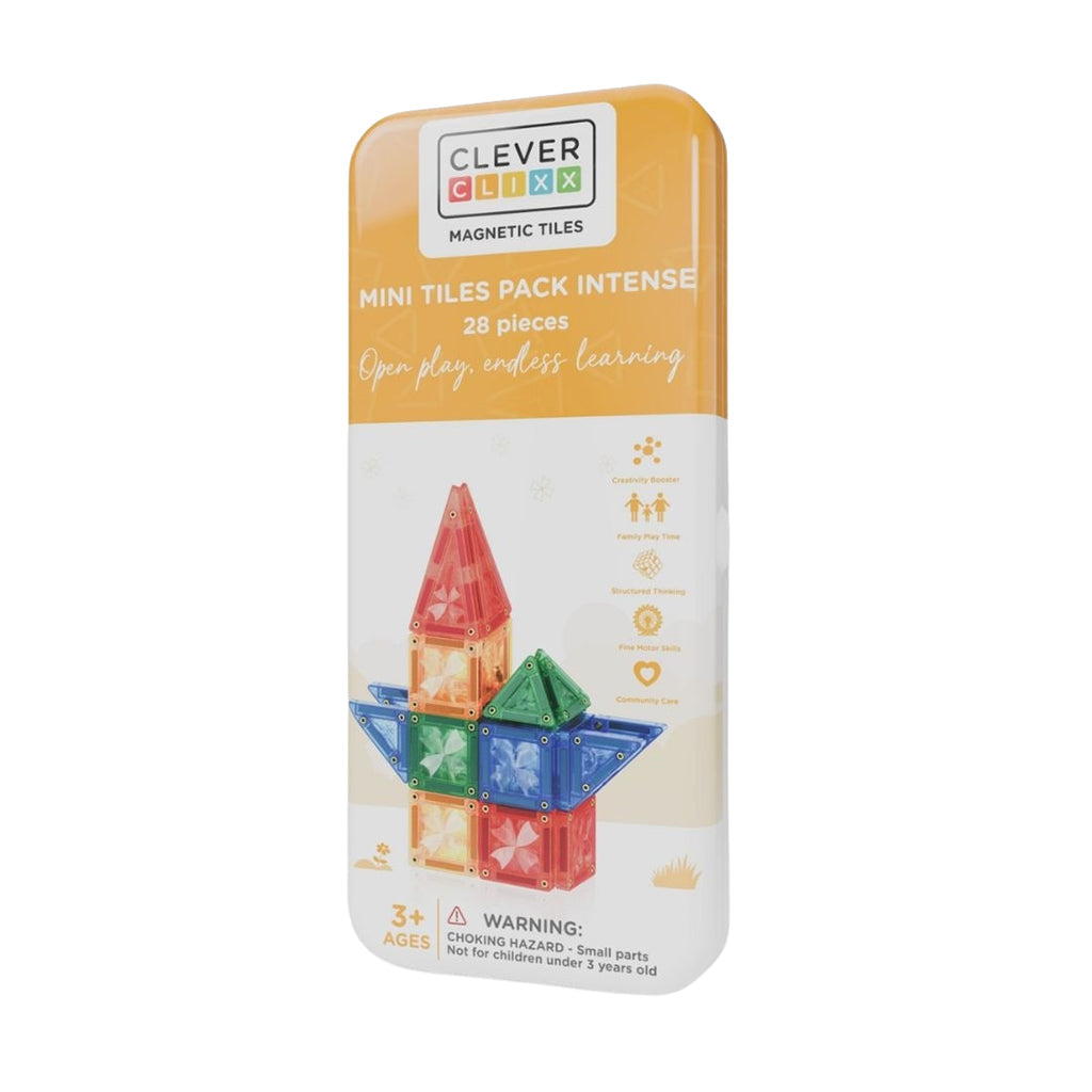 Cleverclixx Magnetisk rejsesæt, byggeleg, Mini Tiles Pack Intense - 28 pcs
