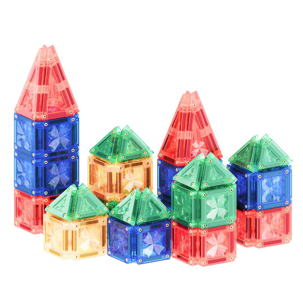 Cleverclixx Magnetisk reisesett, byggesett, Mini Tiles Pack Intense – 28 deler