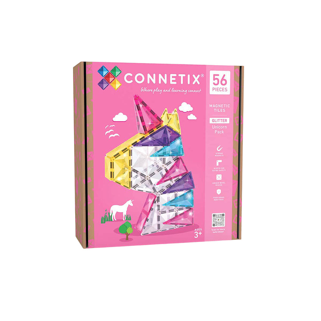 Connetix magnetisk byggesæt, Enhjørning glitter - 56 dele