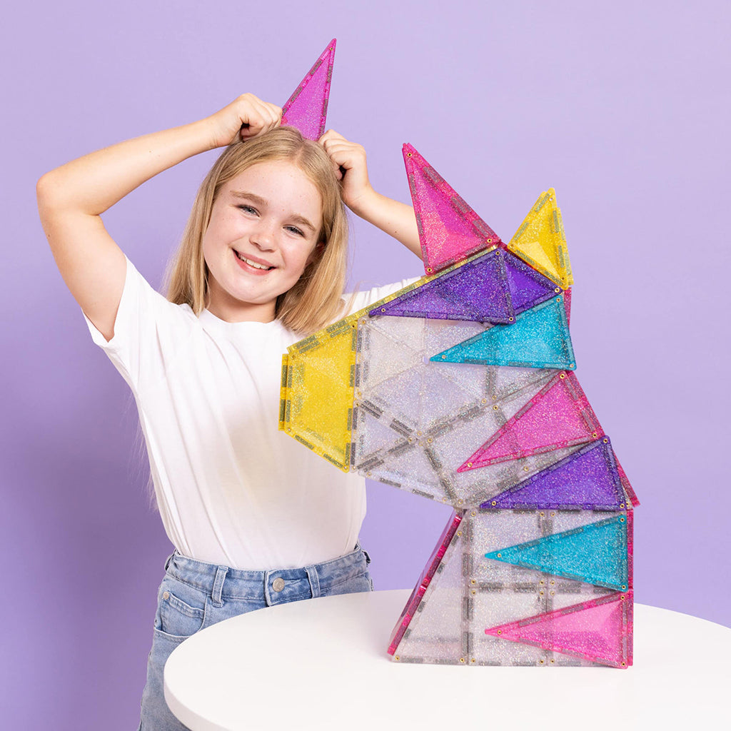 Connetix magnetisk byggesett, Enhjørning glitter - 56 deler