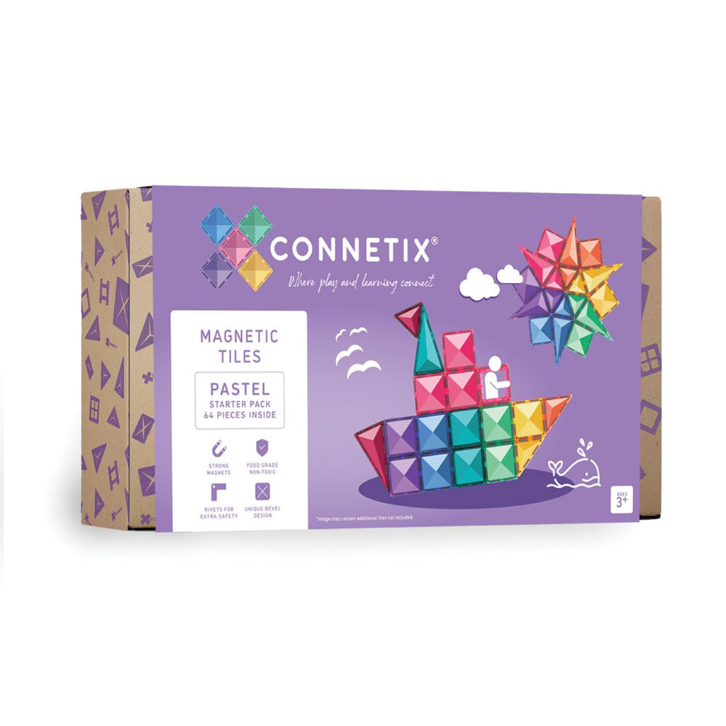 Connetix magnetisk byggesett, Starter pack, 60 deler - Pastell