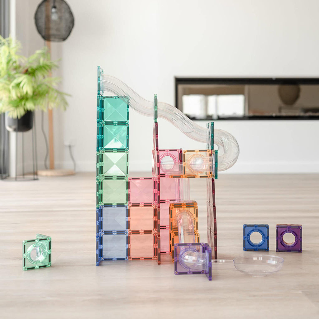 Connetix magnetisk byggesett, Ball Run Expansion Pack, 80 deler - Pastell