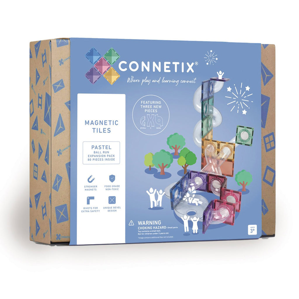 Connetix magnetisk byggesett, Ball Run Expansion Pack, 80 deler - Pastell