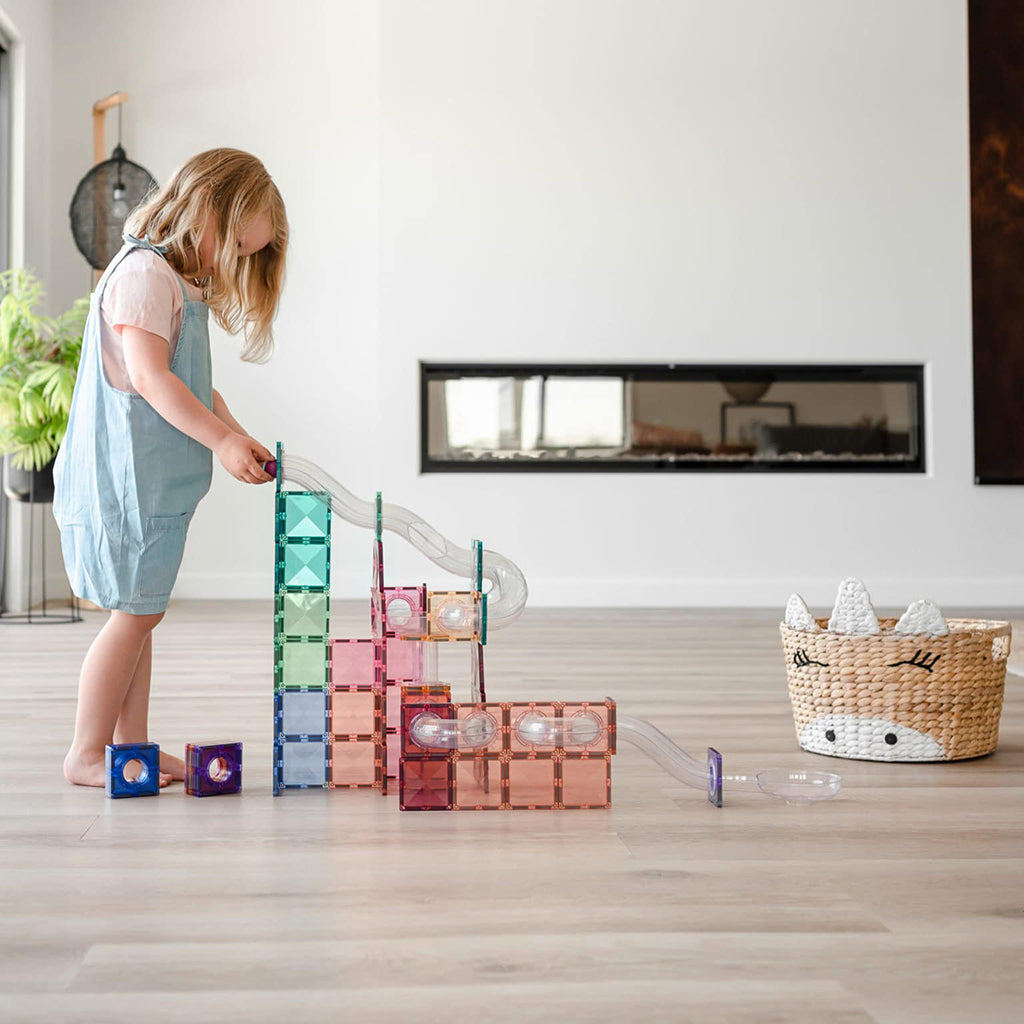 Connetix magnetisk byggesett, Ball Run Expansion Pack, 80 deler - Pastell