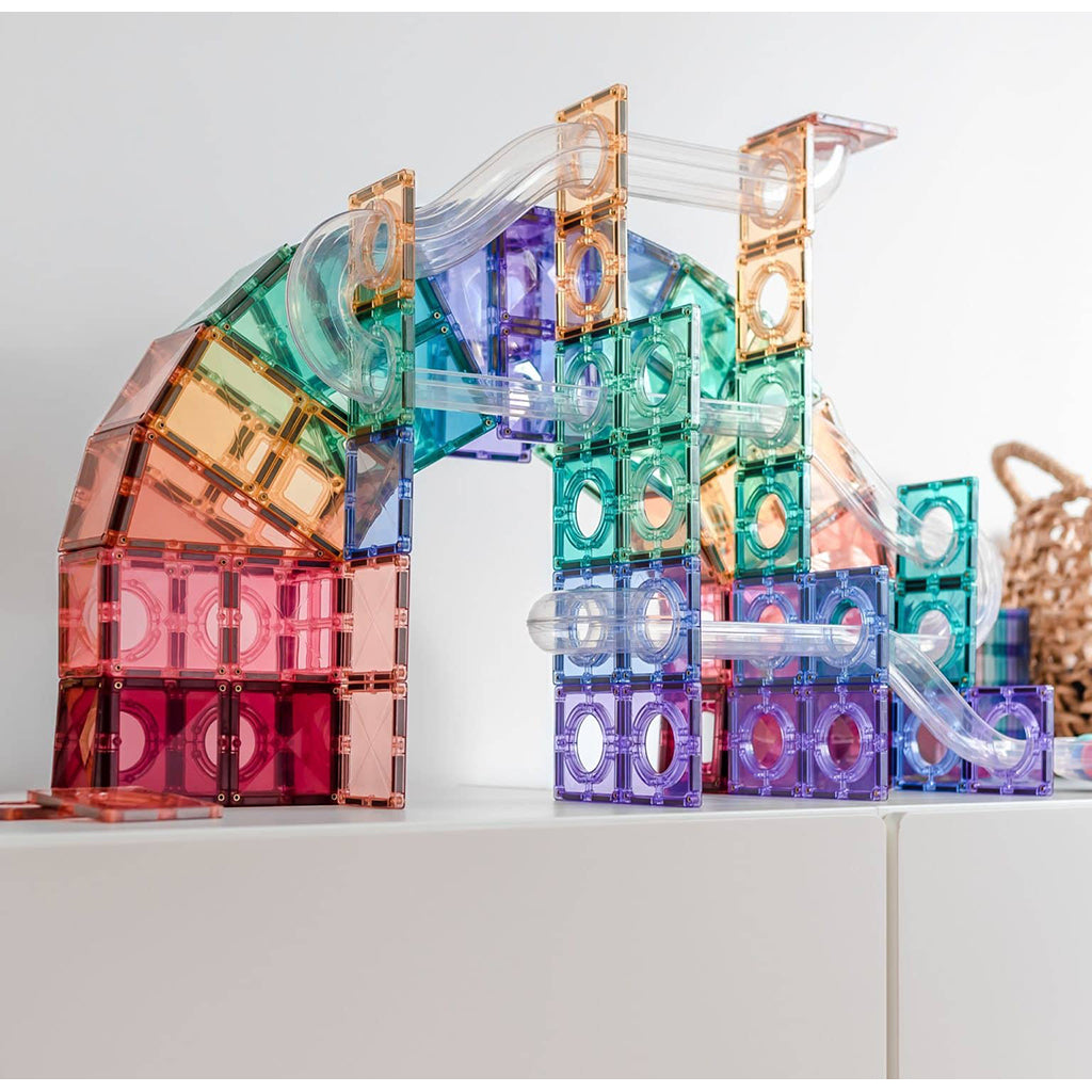 Connetix magnetisk byggesett, Ball Run Pack, 106 deler - Pastell