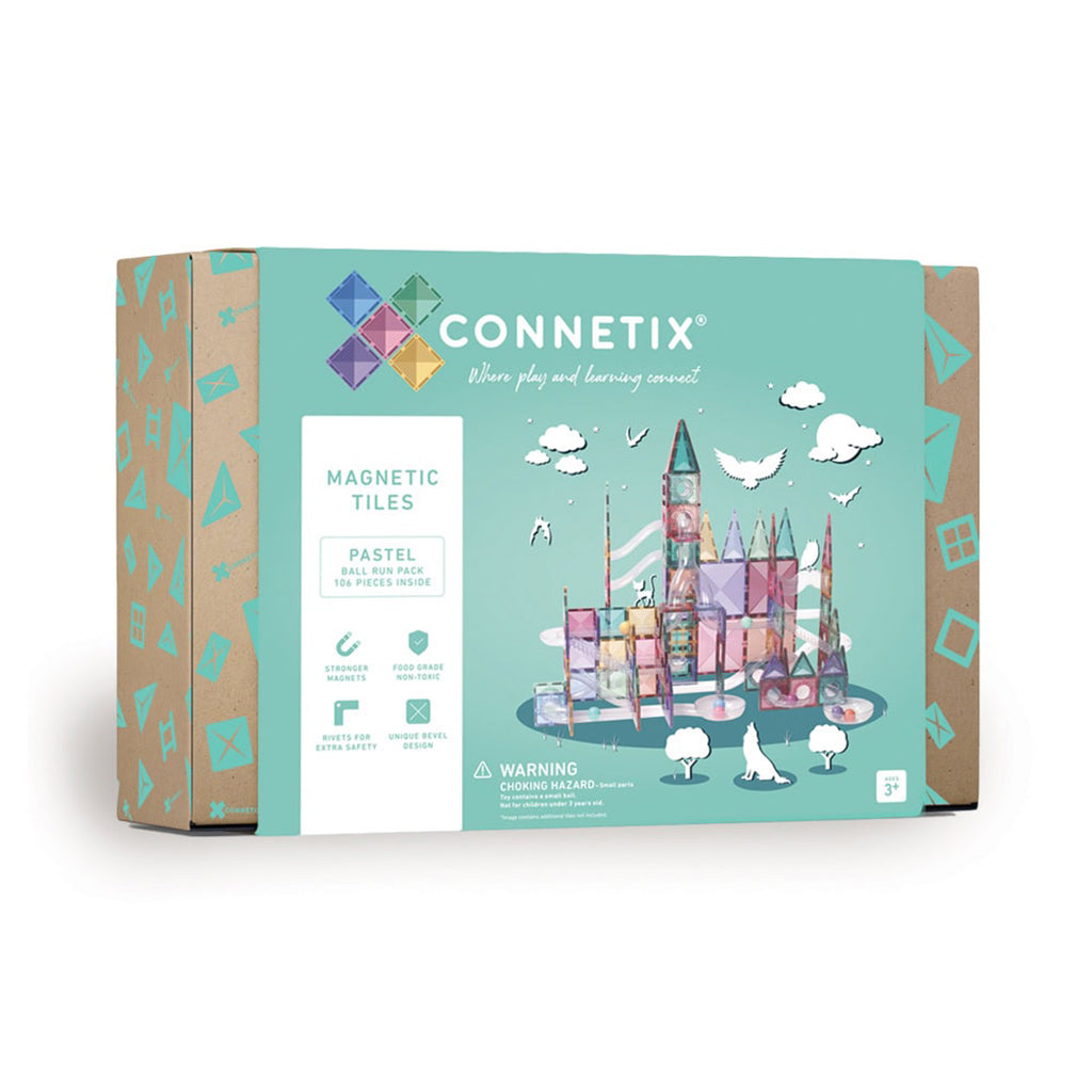 Connetix magnetisk byggesæt, Ball Run Pack, 106 dele - Pastel