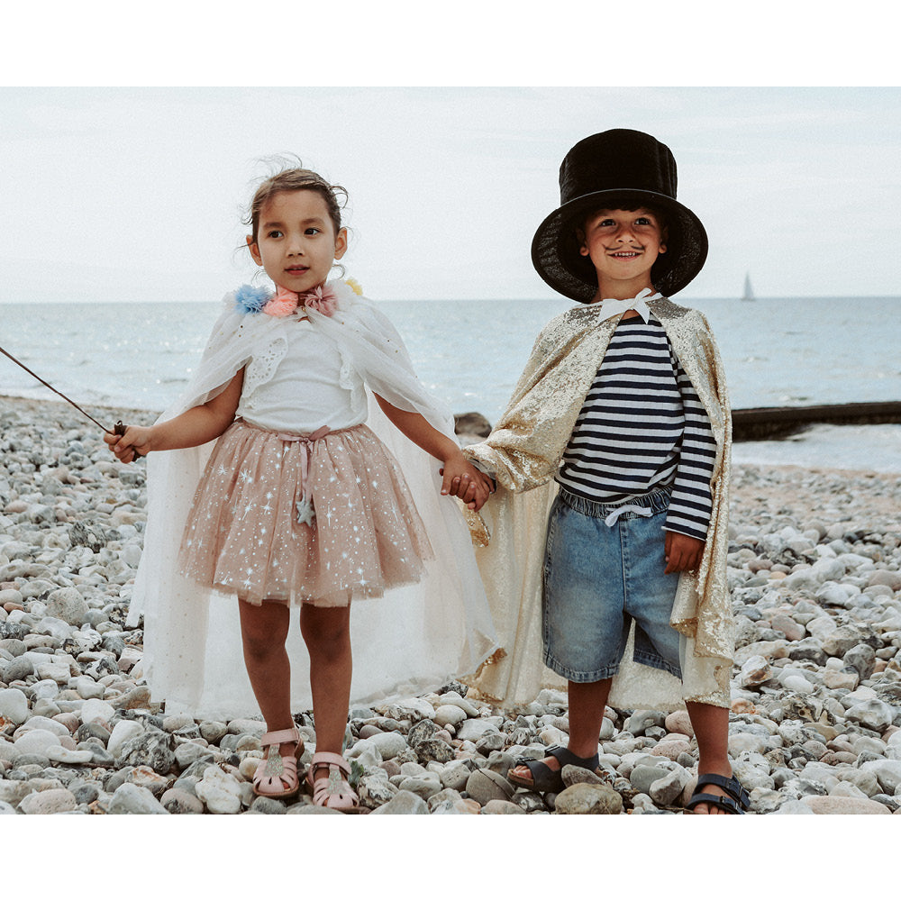 Great Pretenders kostymeklær, Paljettprinsessekappe, Gull - str. 4-6 år