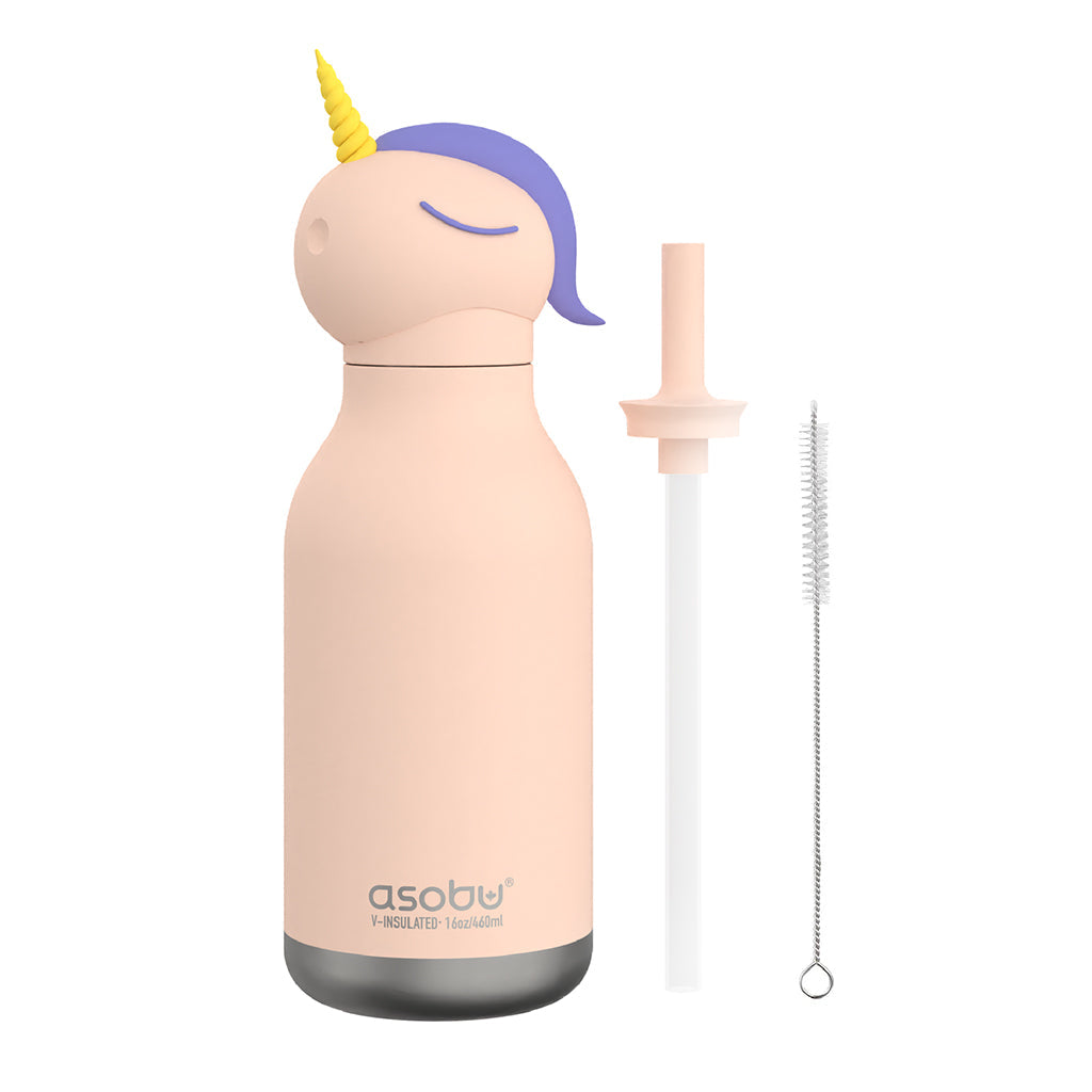 Asobu Bestie Animal termos drikkeflaske, 460 ml - Enhjørning