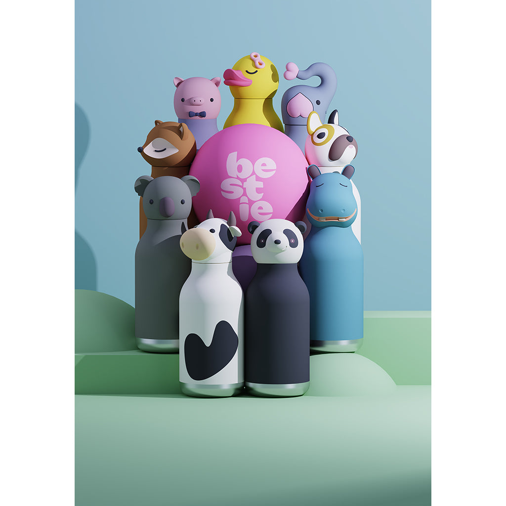 Asobu Bestie Animal termos drikkeflaske, 460 ml - Enhjørning