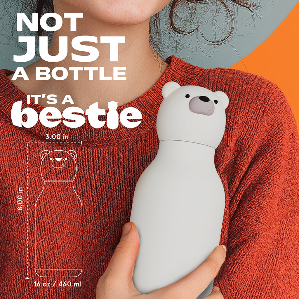 Asobu Bestie Animal termo drikkeflaske, 460 ml – Isbjørn