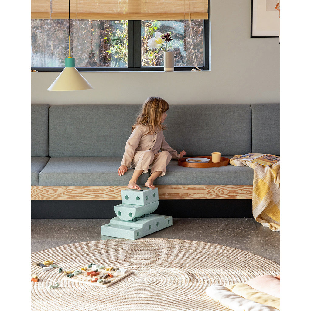 Modu byggeleketøy i skum, Curiosity sett, 14 deler – Ocean mint/Forest green